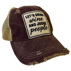Let’s Drink Wine and Judge People Hat Headmost Distressed Trucker Cap Mesh Back